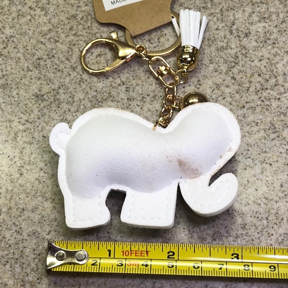 ALABAMA FANS Elephant Keychain white/blK crystal - Picture 4 of 6